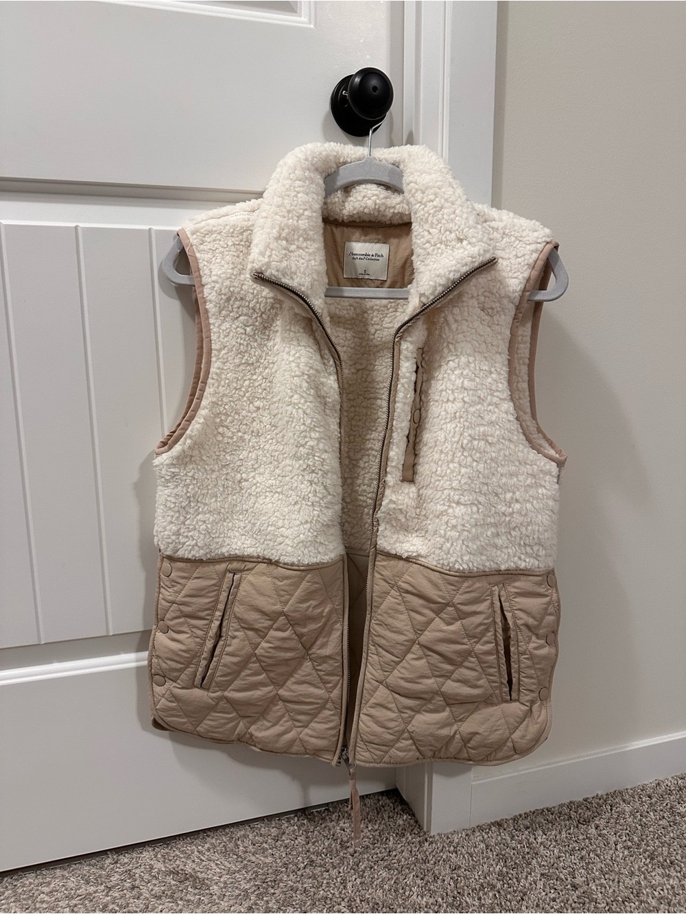 Cream Sherpa & Quilted Tan Vest
